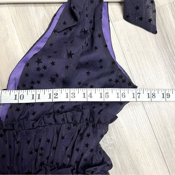 Majorelle Dress Women’s XS Emmalyn Purple/Black Velvet Stars Bow Straps V-Neck - Picture 9 of 11